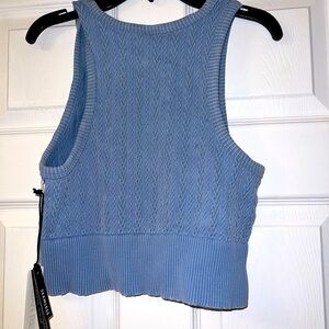 Blue Knit Cropped Tank